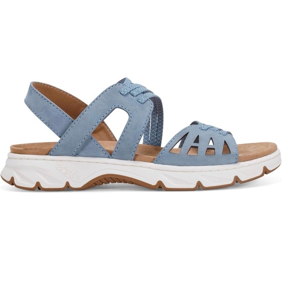 Earth Vernon Leather Blue Comfort Flat Sandals 7M Arch Support Shoe NWT & Box - Picture 6 of 15